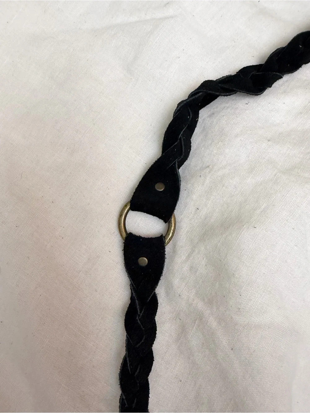 Black Suede Braided Leather Harness- Women's Accessory